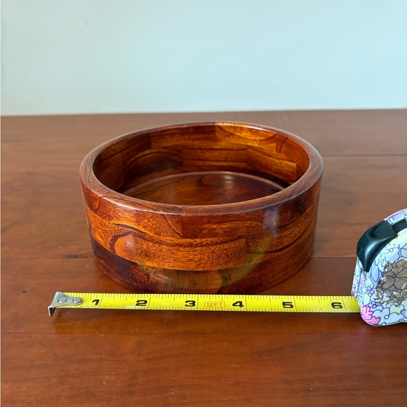 Vintage Wooden Salad Bowl Set w/ 4 Bowls & Serving Utensils - Picture 12 of 13